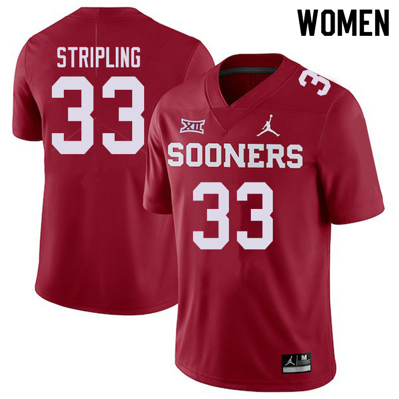 Jordan Brand Women #33 Marcus Stripling Oklahoma Sooners College Football Jerseys Sale-Crimson